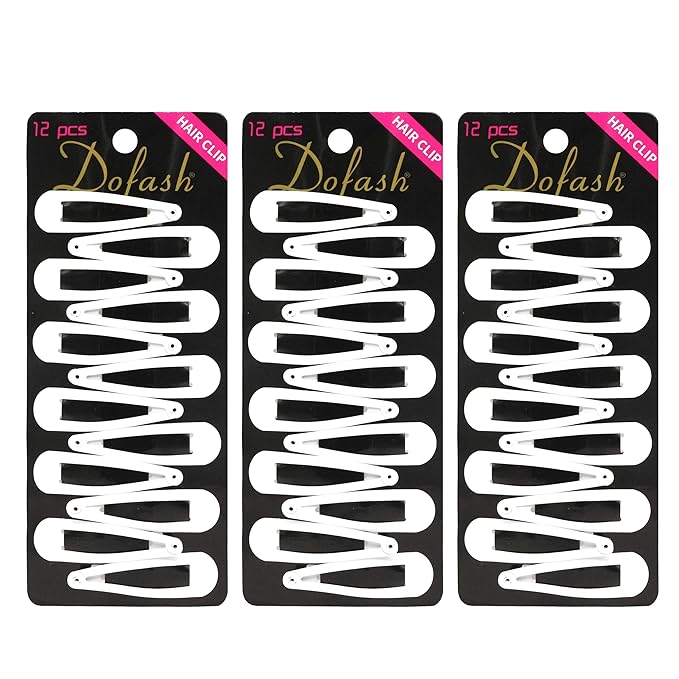 Dofash 2IN/5CM Small White Snap Hair Clips Metal Hair Barrettes Hair Grips Hair Accessories Hair White Hair Clips For Women Thin Hair - 36Count (Snow White 3 Sets)