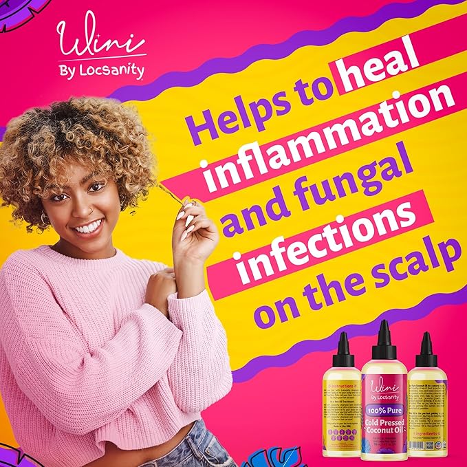 Locsanity Wini Pure 100% Cold Pressed Coconut Oil For Hair and Skin, 4 Fl Oz