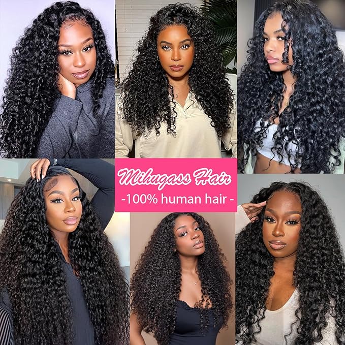 16 inch Burmese Curly Clip ins Human Hair Extensions #1B Natural Color Burmese Curly Clip in Hair Extensions For Women Brazilian Virgin Clip on Hair(16 Inch)
