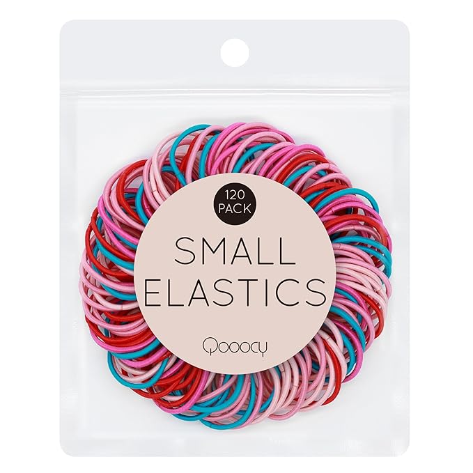 120 Pcs Small Hair Ties for Thin Hair & Kids - 1 Inch, 2mm No-Damage Elastic Bands in, Cherry
