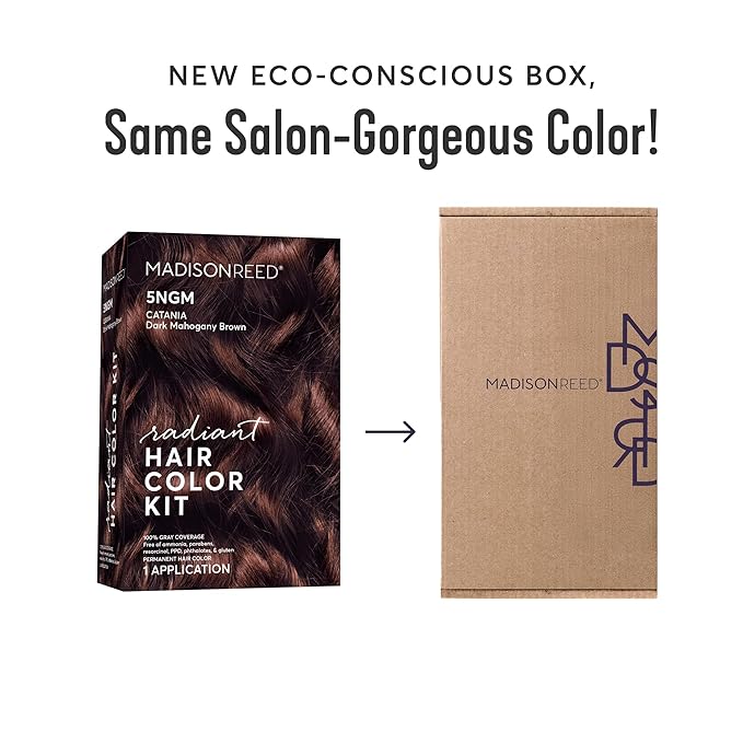 Madison Reed Radiant Hair Color Kit - 5NGM Dark Cinnamon Brown with Gold Mahogany Tones (Catania Brown), Dimensional Gray Hair Blending Permanent Hair Dye, PPD-Free & Ammonia-Free, 2 Pack