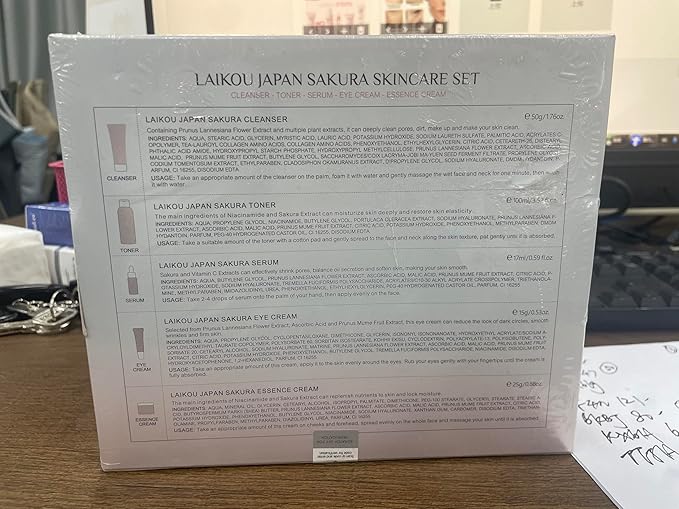 Skin Care Set Sakura Women Beauty Gift Sets Korean Skin Care Kit with Cleanser, Face Serum, Face Cream,Toner,Eye Cream,2Pcs Mud Mask - Skin Care Routine Kit for Women (SetC)