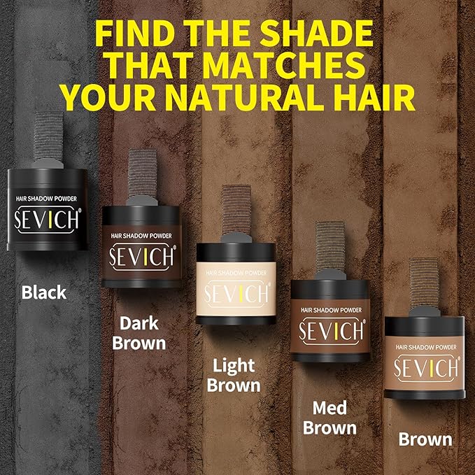 Sevich Hairline Powder 10g Large Capacity,Instantly Conceals Hair Loss,Root Touch up Powder,Hair Shadow Toppers for Women & Men Thinning Gray Hair,48H Makeup Lasting,1 Box = 2.5 Boxes,Brown