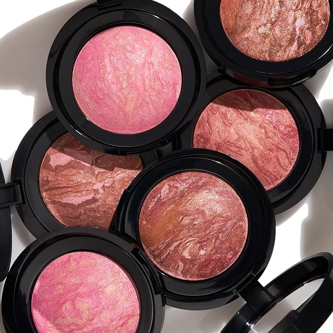 LAURA GELLER NEW YORK Baked Blush-n-Brighten Marbleized Blush for Cheeks - Sunlit Rose - Satin Finish - Buildable Color