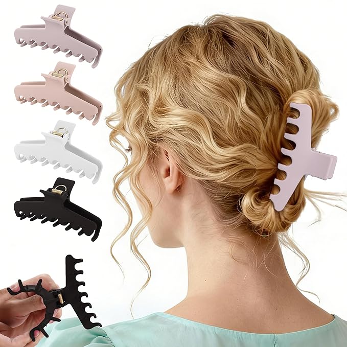 4Pcs Cloud Claw Clips for Women, 4.3 Inch Non-Slip Strong Hold Hair Claws, Unbreakable & Durable TPEE-Silicone Blend, Large Bendable Cozy Hair Clip for Thin/Thick/Curly Hair, All-Day Comfort
