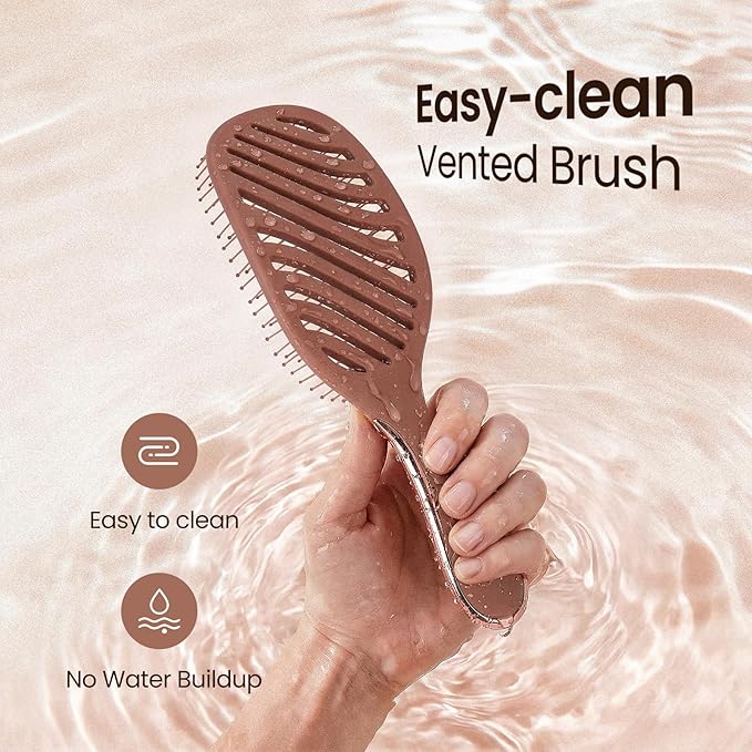 AIMIKE Detangler Brush, Wet Dry Vented Hair Brush w/Soft Bristles, Pain-Free Detangling Hairbrush Loosens Stubborn Tangles, Extra Gentle on Sensitive and Fine Hair, for Women & Kids