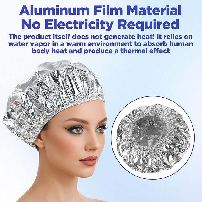 4 Pcs Conditioning Caps Made of Aluminum Foil, Reusable Thickened Shower Caps for Hot Oil Hair Treatment, Pieces Shower Cap Heat Cap For Deep Conditioning, Home And Salon Use, Hair Dyeing