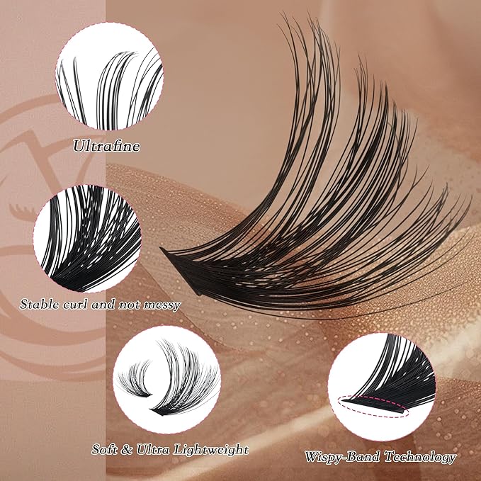Bombshell Lash Clusters - Eyelash Clusters 20D+30D+40D+50D+60D+80D Wispy Individual Lashes D Curl Lash Extension 10-18MM Natural Lash Clusters DIY Cluster Eyelash Extensions for Beginners