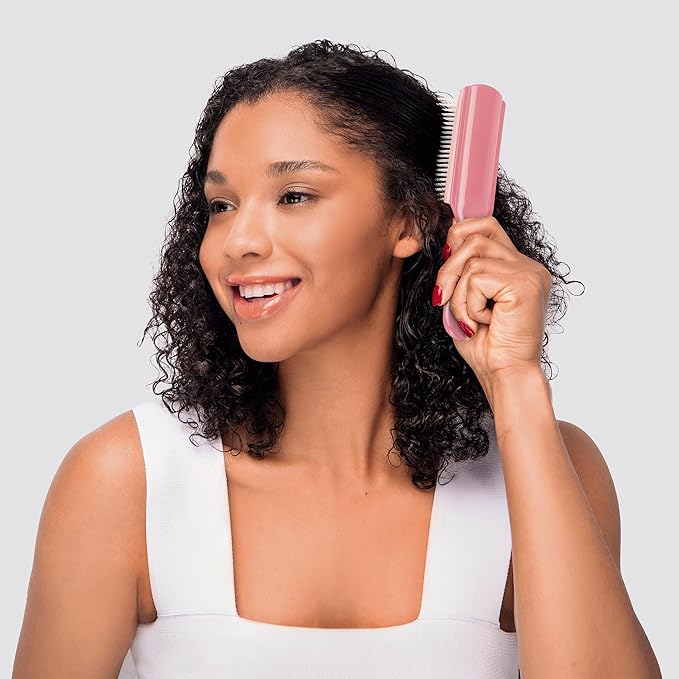 Diane Pro Nylon Pin Styling Hairbrush for Detangling, Separating, Shaping, and Defining Wet or Curly Hair, Heat-Resistant, Anti-Static, Hair Care Essential, Pink