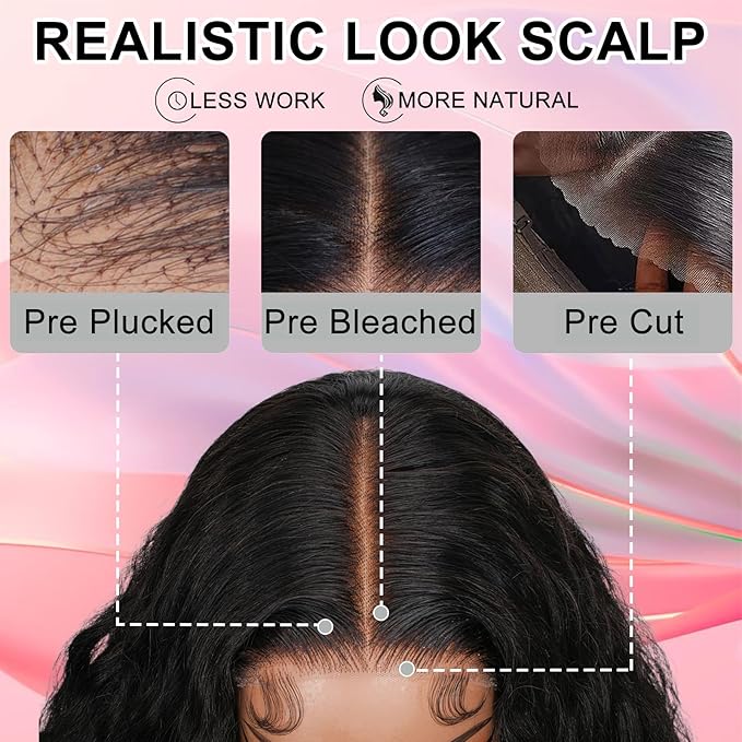 MEIMEI 250 Density Wear and Go Glueless Wigs Human Hair Pre Cut Bleached Knots Loose Wave 5x5 HD Lace Closure Wigs Human Hair Pre Plucked, No Synthetic Blend No Tangle No Shedding Triple Lifespan 3X