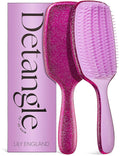 Lily England Curly Detangler Brush for Women - Pain-free Detangling Brush for Wet & Dry Hair With Flexible Bristles - Easy-to-Hold Hairbrush for Women with 3c & 4c Curls - Purple Glitter