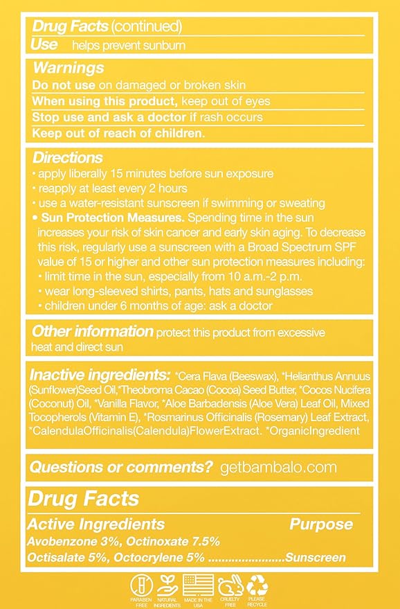 4-Pack Vanilla SPF 15 Lip Balm - Organic Ingredients, Broad Spectrum UVA/UVB Protection - Hydrating & Moisturizing, USA Made