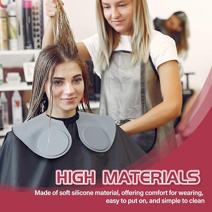 Ideal Swan Large Hair Cutting Cape, Waterproof Silicone Hair Dye Collar Neck Wrap Neck Guard with Guidelines Weighted, Cutting Cape for Salon Barber Stylist Haircut Hair Coloring & Perming Grey