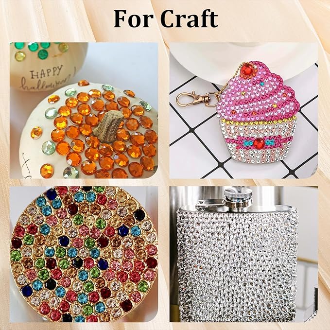 Colorful Face Gems for Makeup Set, Flatback Gorgeous Charming AB Glass Gems with Picker Pencil, Makeup Glue, Tweezer for Eye Body Hair Make-up and Nail Art Deco