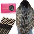 WENNALIFE Tape in Hair Extensions Human Hair, 20pcs 50g 22 inch Natural Black to Light Blonde Remy Hair Extensions Straight Human Hair Tape in Extensions Skin Weft Tape Extensions Human Hair