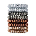 Metallic Luster Spiral Hair Ties (8 Pcs), Coil Ponytail Holders for Thick and All Hair Types, No Crease Phone Cord Design with Plastic Spiral