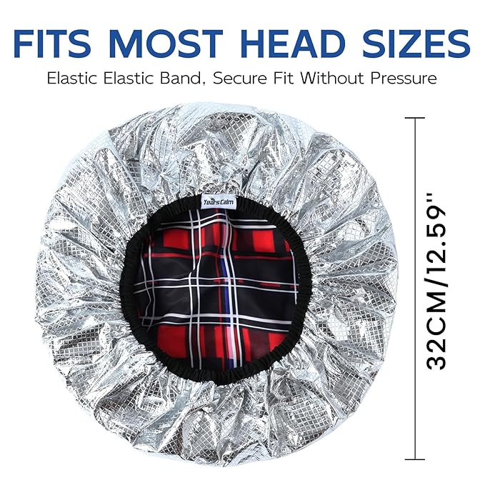 Years calm Shower Cap for Men, Waterproof & Heat-Retaining Hair Treatment Cap – Reusable Men’s Shower Cap with Foil Lining, Elastic Band, for Steam Care, Hair Mask & Oil Conditioning