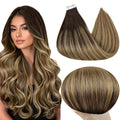 Full Shine Tape in Extensions Real Human Hair 22 Inch Balayage Color 2 Brown Ombre 8 Ash Brown and 27 Blonde Double Sided Adhesive Tape Straight Remy Hair Invisible Seamless for Women 20 Pcs 50 Grams