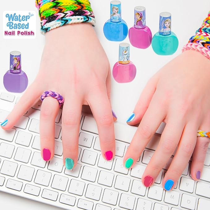 Disney Frozen 2 - Townley Girl Super Sparkly Cosmetic Makeup Set for Girls with Lip Gloss Nail Polish Nail Stickers - 11 Pcs|Perfect for Parties Sleepovers Makeovers| Birthday Gift for Girls 3 Yrs+