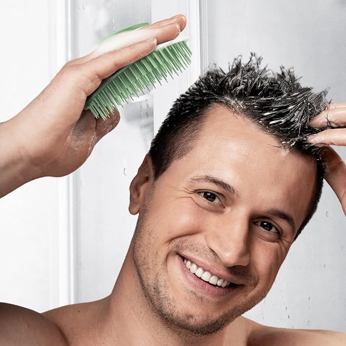 Scalp Massager Shampoo Brush,Scalp Scrubber for Dandruff Removal, Scalp Care Hair Brush Wet & Dry detangler for Men and Women.Suitable for Short Medium Hair(Green)