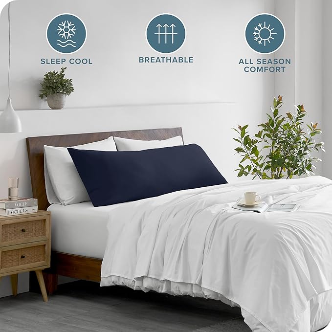 Bare Home Microfiber Body Pillow Cover - Ultra Soft - Cooling Pillowcase - Double Brushed - Pillowcase with Zipper Closure - Easy Care (20''x54'' Body Pillow Cover, Midnight Blue)