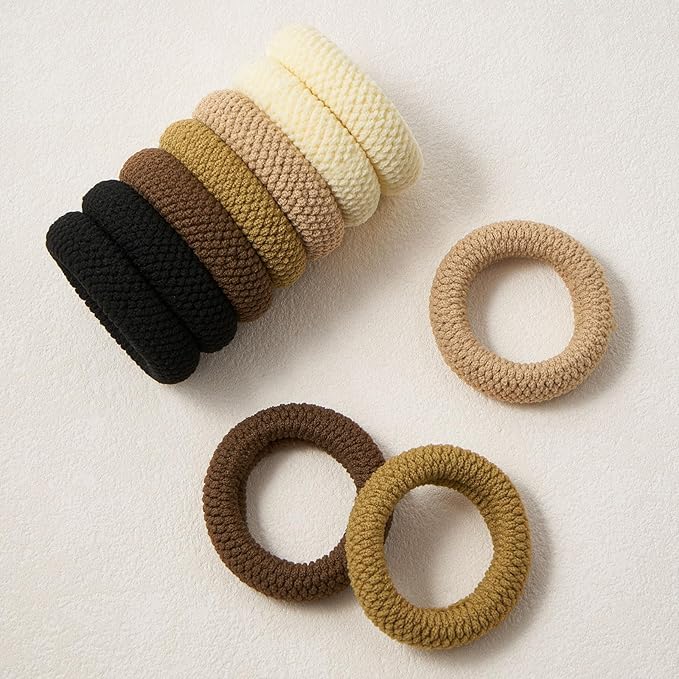 10 Pcs No Damage Hair Ties Thick Hair Elastic Rubber Bands Hair Accessories Scrunchies Seamless for Women