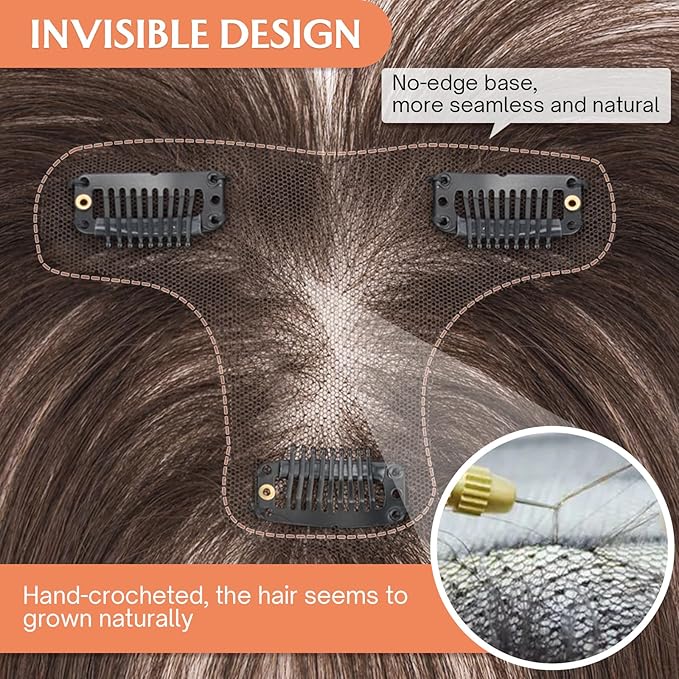 Benehair Clip in Bangs 100% Real Human Hair Extensions 360° Cover Clip on 3D Wispy Bangs for Women Topper Hairpieces for Women Dark Brown