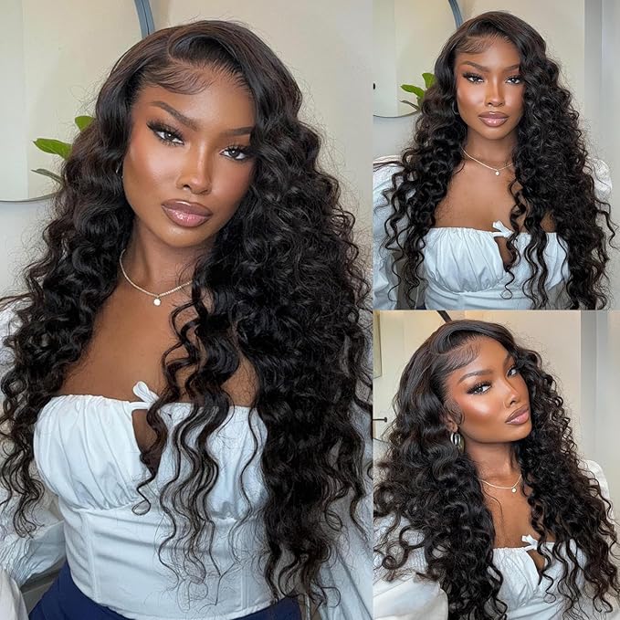 13x6 Loose Wave HD Lace Front Wigs Human Hair 200 Density 32 Inch 100% Real Human Hair 15A Loose Deep Wave Wig Human Hair Pre Plucked, No Synthetic Blend No Tangle No Shedding Triple Lifespan 3X