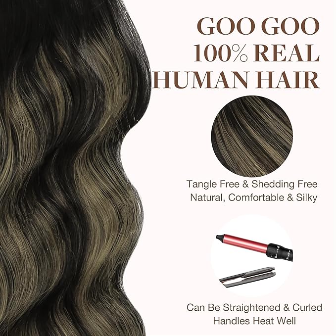 GOO GOO Tape in Hair Extensions Human Hair, 1B/19/1B Natural Black to Light Blonde, 22inch 100g 40pcs, Skin Weft Seamless Invisible, Silky Straight with Thick Ends, Remy Human Hair