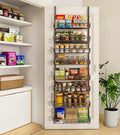 Over The Door Pantry Organizer, Wall Mount Spice Rack, Pantry Hanging Storage and Organization, 8 Adjustable Baskets Heavy-Duty Metal for Home & Kitchen, Back of Door Seasoning Rack - Black