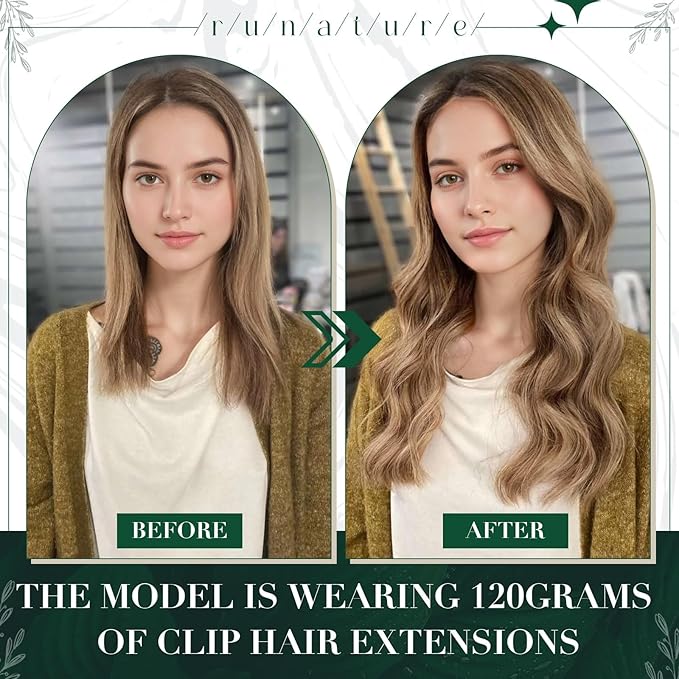 RUNATURE Human Hair Clip in Extensions, 10 Inch Short Clip in Hair Extensions Real Human Hair, Remy Natural Hair for Women, Easy to Apply, 50g 3pcs #10P16 Dark Blonde Highlight Caramel Blonde