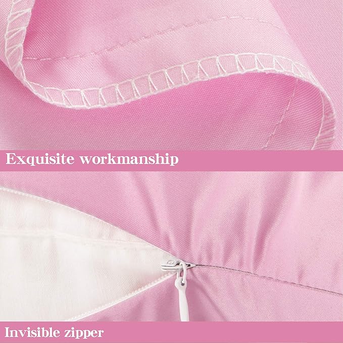 NTBAY Zippered Satin Pillow Cases for Hair and Skin, Luxury Standard Hidden Zipper Pillowcases Set of 2, 20x26 Inches, Light Pink
