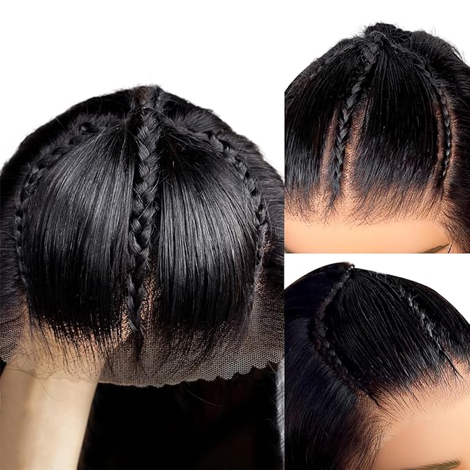 250 Density HD Lace Front Human Hair Wigs For Black Women 15A Grade Bleach Knots Glueless Wear and Go 9X6 Pre Braided Wig 9x6 Straight Lace Frontal Wigs Human Hair Pre Plucked Pre Cut 26inch