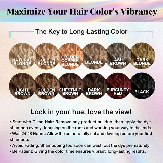 Hair Dye Shampoo 3-in-1 Vegan Color for Gray Hair - Ammonia-Free for Men & Women – Beard & Hair Coloring – Instant Gray Coverage Champú Para Canas Mujer & Hombre (DARK BROWN)