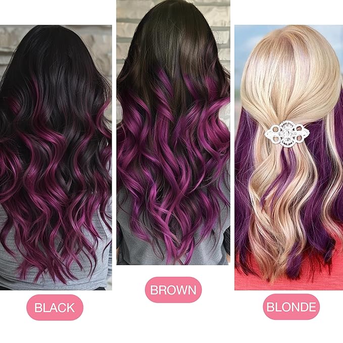 GOO GOO Tape in Hair Extensions Human Hair, Violet, 18inch 25g 10pcs, Colored Tape ins Human Hair Extensions, Silky&Soft Invisible Tape Ins, Hair Highlighted for Party
