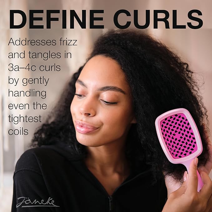 Janeke Superbrush Detangling Brush for Soft Smoothing Hair Brushing with Anti-Static Bristles - Vented Wet Hair Brush for Blow Drying Use - Perfect for Curly, Thick, Wavy, Fine Hair Types (Lilac-Fux)