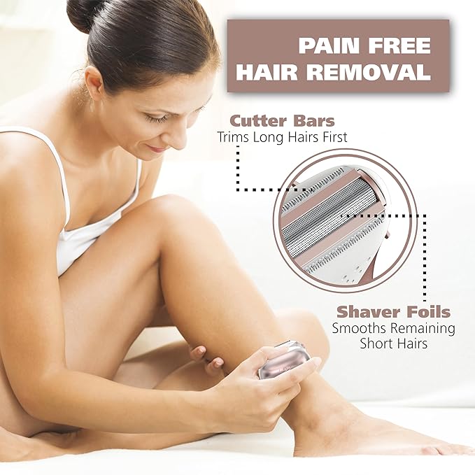 Wahl Smooth Confidence Ladies Waterproof Cordless Battery Shaver for Legs, Bikini Line, and Armpits - Model 7067