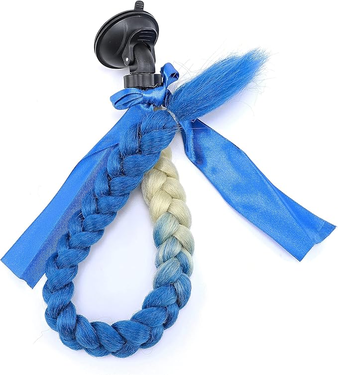 SEGO 1PCS/2PCS Helmet Pigtail Braids with Detachable Suction Cup Bowknot Ponytail Hair Many Colors (Helmet not Included)