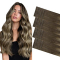 GOO GOO Invisi Edge Tape in Hair Extensions Human Hair, 4/26/4 Balayage Chocolate Brown to Honey Blonde, 20pcs 22inch 50g, Virgin Remy Hair, Seamless Injected Tape, Natural Look