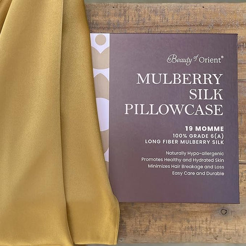 19 Momme Premium Mulberry Silk Pillowcase for Hair and Skin | Handcrafted Hypoallergenic & Anti-Acne 100% Silk Pillow Cases with Zipper | Standard - 20" x 26", Golden Honey