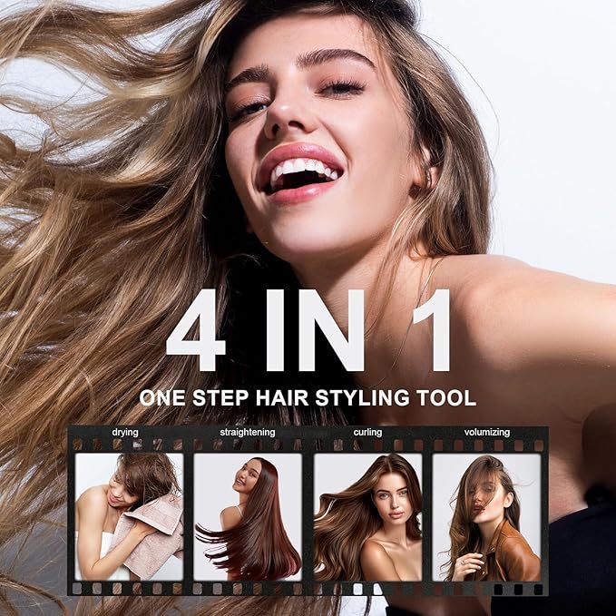 Travel Size Hair Dryer Dual Voltage Hair Styler, 110-240V 2 Inch Oval Jet Brush, Blow Dryer with Universal Adapter for Worldwide Use
