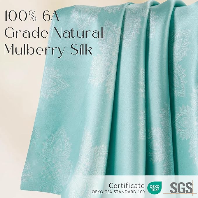 ZIMASILK 100% Pure Mulberry Silk Pillowcase for Hair and Skin Health, Soft and Smooth, Both Sides Premium Grade 6A Silk, 600 Thread Count, with Hidden Zipper, 1pc (King 20"x36", Mint Green)