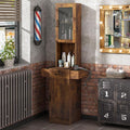 Salon Station for Hair Stylist,Hair Styling Storage Cabinet with Glass Door,Tool Dryer Holders, Salon Beauty Spa Barber Hair Staion,Rustic Brown