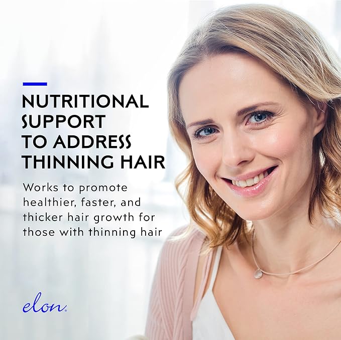 Elon R3 Extra Strength for Hair Growth - Supplements for Women to Grow Thicker, Fuller Hair, Advanced Formula with 5000 mcg Biotin Per Serving and Collagen, 60 Count (Pack of 2)