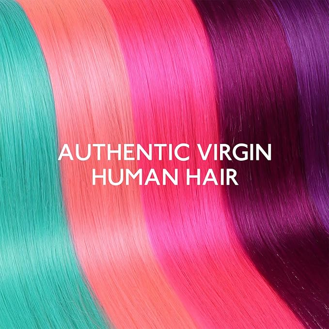 WENNALIFE Hot Pink Clip in Hair Extensions Real Human Hair 35g 6pcs 24 Inch Colored Hair Extensions for Kids Women Colorful Hair Pieces Pop-up Style Straight Extensiones De Cabello Humano Con Clip