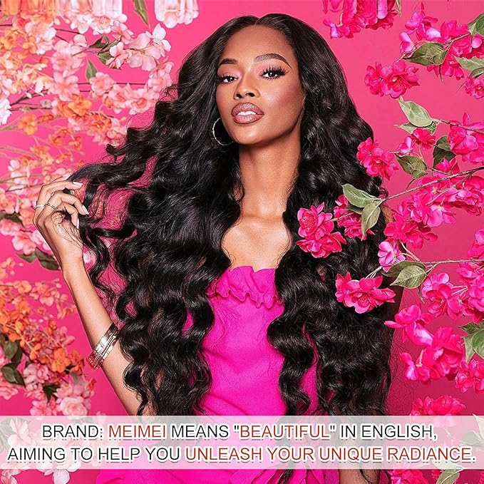 MEIMEI 13x6 Loose Wave HD Lace Front Wigs Human Hair 200 Density 100% Real Human Hair 15A Loose Deep Wave Wig Human Hair Pre Plucked, No Synthetic Blend No Tangle No Shedding Triple Lifespan 3X