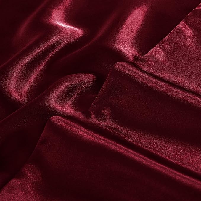 Aormenzy Satin Pillow Cases for Women Standard Size Set of 2, Burgundy Satin Pillowcase for Hair with Envelope Closure Silky Pillow Covers Wrinkle, Fade Resistant (20x26 Inches)