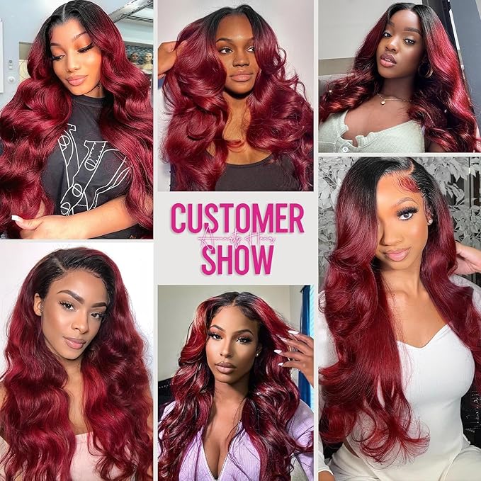 Burgundy Wig Human Hair 13x6 Loose Wave Lace Front Wigs Human Hair 1b 99j Burgundy Lace Front Wigs for Women 250% density Ombre Burgundy Lace Front Wig