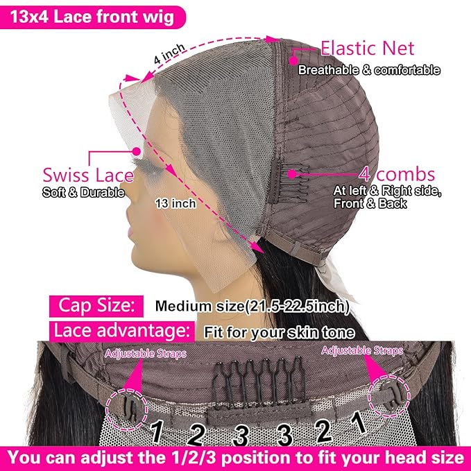 Short Bob Wig Human Hair 13x4 Frontal Bob Wigs Human Hair Pre Plucked wigs for Black Women Bob Lace Front Wigs 10 Inch 180% Density with Baby Hair Natural Color