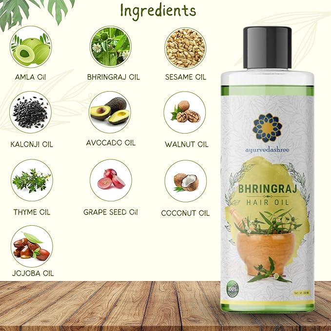 Hair Oil 6.76 fl oz., with Bhringraj, Amla Extract, Kalonji, Seasme, Avacado, Walnut, Thyme, Jajoba , Grape Seed & Coconut Oil 200 ml